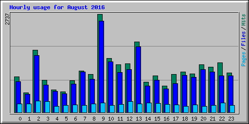 Hourly usage for August 2016
