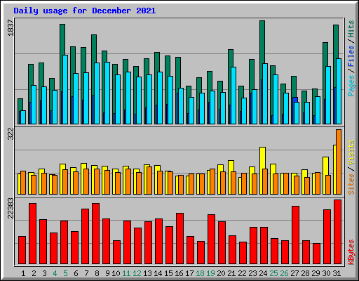 Daily usage for December 2021