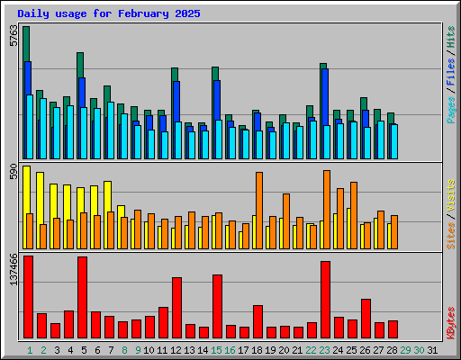 Daily usage for February 2025